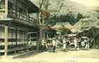 teahouse at Hakone, palanquin-bearers and customers